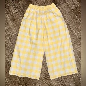 Gingham Cropped Wide Leg Pants